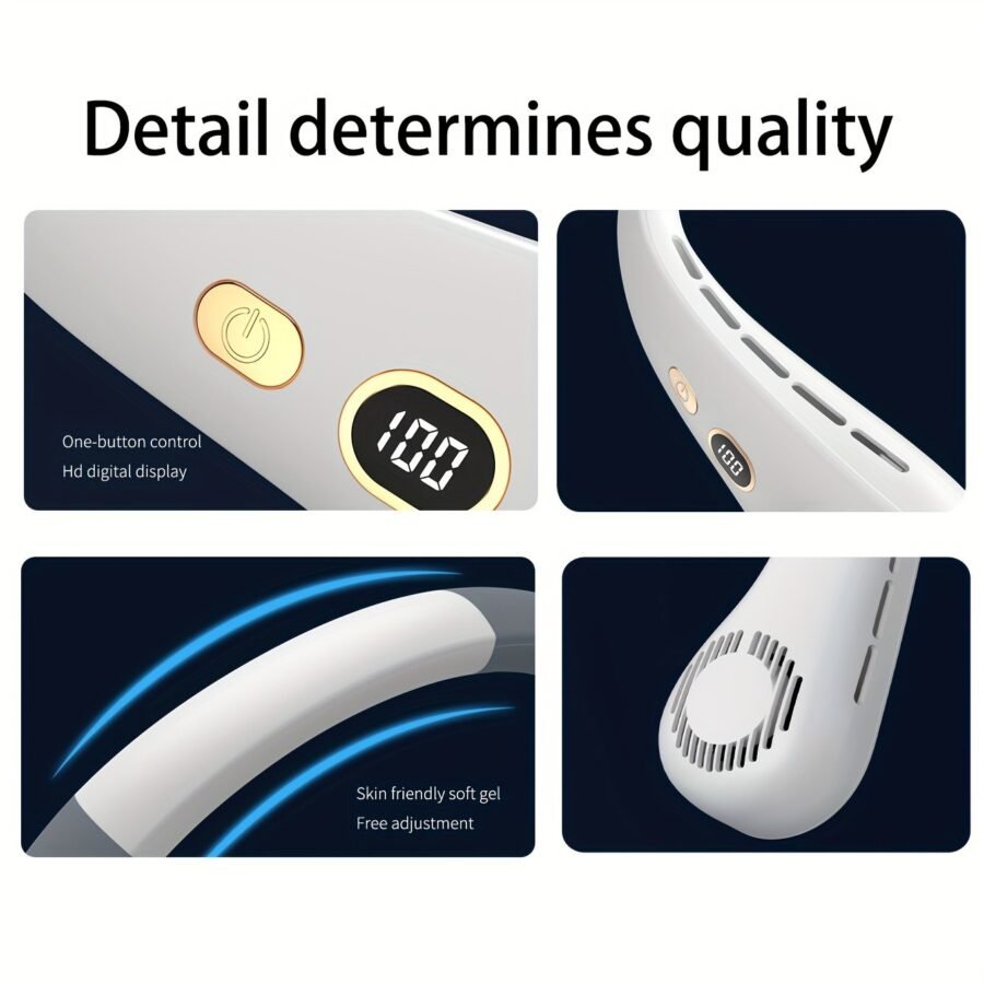 5-Speed Portable Neck Fan – 360° Adjustable Airflow, Rechargeable & Quiet - Image 8